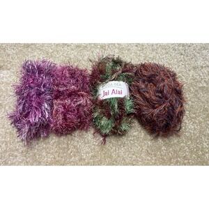 4 Skein LOT Of Moda Dea Jai Alai Nutmeg Pink/Red/Warm Fall Colored Eyelash Yarn